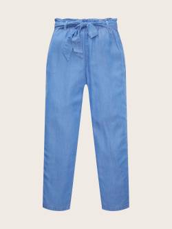 TOM TAILOR DENIM Damen Hose mit elastischem Bund, blau, Uni, Gr. M von Tom Tailor Denim