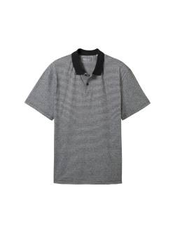 TOM TAILOR DENIM Herren Gestreiftes Poloshirt, schwarz, Streifenmuster, Gr. XL von Tom Tailor Denim