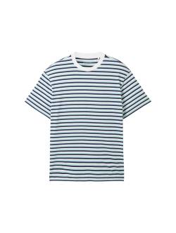 TOM TAILOR DENIM Herren Gestreiftes T-Shirt, blau, Streifenmuster, Gr. M von Tom Tailor Denim
