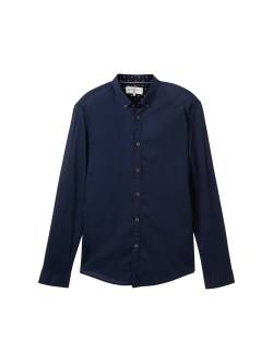 TOM TAILOR DENIM Herren Leichtes Hemd mit Muster, blau, Uni, Gr. XS von Tom Tailor Denim