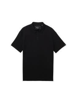 TOM TAILOR DENIM Herren Relaxed Poloshirt mit Bio-Baumwolle, schwarz, Uni, Gr. L von Tom Tailor Denim