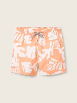 TOM TAILOR DENIM Herren Stretch-Badeshorts, orange, Allover Print, Gr. M von Tom Tailor Denim