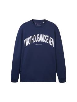 TOM TAILOR DENIM Herren Sweatshirt mit Textprint, blau, Textprint, Gr. XL von Tom Tailor Denim