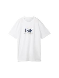 TOM TAILOR DENIM Herren T-Shirt mit Print, weiß, Print, Gr. XL von Tom Tailor Denim