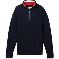 TOM TAILOR Denim Sweatshirt relaxed knitted troyer, sky captain blue von Tom Tailor Denim