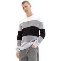 Tom Tailor Denim Herren Rundhals Pullover STRUCTURED COLORBLOCK - Regular Fit von Tom Tailor Denim