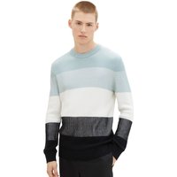 Tom Tailor Denim Herren Rundhals Pullover STRUCTURED COLORBLOCK - Regular Fit von Tom Tailor Denim