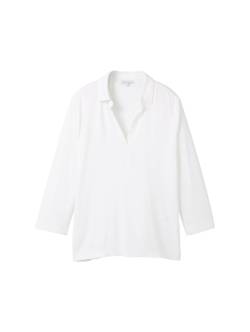 TOM TAILOR Damen 3/4 Arm Shirt mit TENCEL(TM) Modal, weiß, Uni, Gr. XXL von Tom Tailor