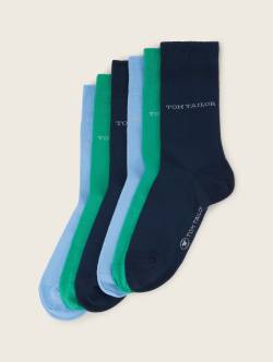 TOM TAILOR Damen Basic Socken im Sechserpack, blau, Uni, Gr. 39-42 von Tom Tailor
