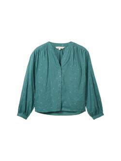 TOM TAILOR Damen Bestickte Bluse, grün, Uni, Gr. 46 von Tom Tailor