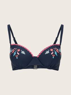 TOM TAILOR Damen Bikini-Top mit Blumenmuster, blau, Blumenmuster, Gr. 38B von Tom Tailor