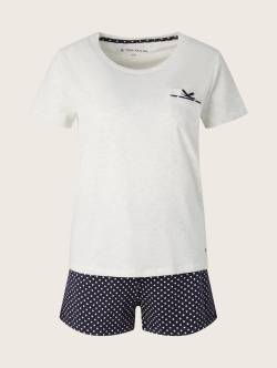 TOM TAILOR Damen Gemustertes Pyjama-Set mit Shorts, blau, Punktemuster, Gr. 38 von Tom Tailor