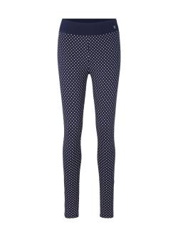 TOM TAILOR Damen Gepunktete Pyjama Leggings, blau, Logo Print, Gr. 40 von Tom Tailor