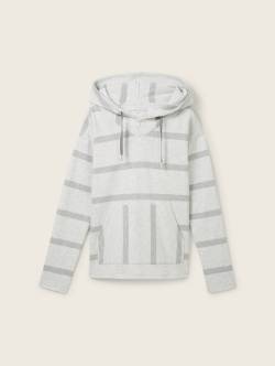 TOM TAILOR Damen Gestreifter Hoodie, grau, Streifenmuster, Gr. L/40 von Tom Tailor