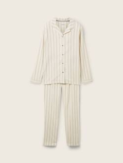 TOM TAILOR Damen Gestreifter Pyjama, beige, Streifenmuster, Gr. 3XL/46 von Tom Tailor