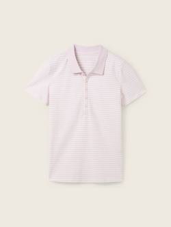 TOM TAILOR Damen Gestreiftes Poloshirt, rosa, Streifenmuster, Gr. XL von Tom Tailor
