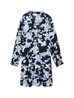 TOM TAILOR Damen Kleid mit Livaeco by Birla Cellulose™, blau, Blumenmuster, Gr. 34 von Tom Tailor