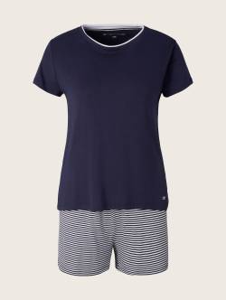 TOM TAILOR Damen Maritimes Pyjama-Set mit Shorts, blau, Streifenmuster, Gr. 36 von Tom Tailor