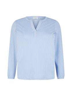 TOM TAILOR Damen Plus - Gestreiftes Blusenshirt, blau, Streifenmuster, Gr. 44 von Tom Tailor
