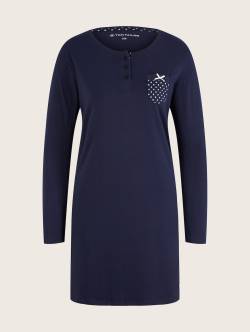 TOM TAILOR Damen Pyjama Kleid mit Brusttasche, blau, Punktemuster, Gr. 46 von Tom Tailor