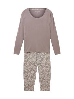 TOM TAILOR Damen Pyjama mit Leo-Print, grau, Animalprint, Gr. L/40 von Tom Tailor