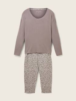 TOM TAILOR Damen Pyjama mit Leo-Print, grau, Animalprint, Gr. XL/42 von Tom Tailor