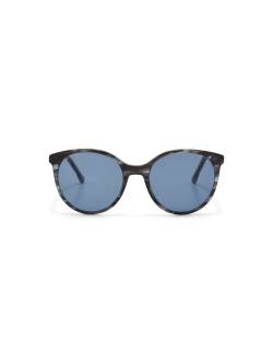 TOM TAILOR Damen Retro Sonnenbrille mit runden Gläsern, blau, Logo Print, Gr. ONESIZE von Tom Tailor