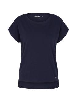 TOM TAILOR Damen T-Shirt mit Logo-Print, blau, Logo Print, Gr. 36 von Tom Tailor