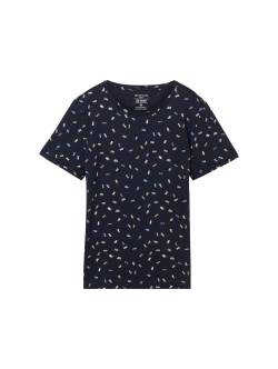 TOM TAILOR Damen T-Shirt mit Print, blau, Print, Gr. XXXL von Tom Tailor