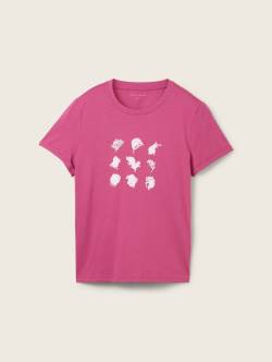 TOM TAILOR Damen T-Shirt mit Print, rosa, Print, Gr. L von Tom Tailor
