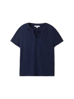TOM TAILOR Damen T-Shirt mit TENCEL(TM) Modal, blau, Uni, Gr. M von Tom Tailor