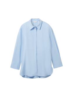 TOM TAILOR Damen Unifarbene Bluse mit TENCEL(TM) Lyocell, blau, Uni, Gr. 36 von Tom Tailor
