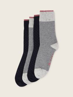 TOM TAILOR Damen Viererpack Socken mit Allover-Print, grau, Muster, Gr. 39-42 von Tom Tailor