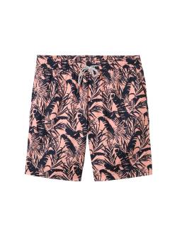 TOM TAILOR Herren Badeshorts mit Allover-Print, orange, Allover Print, Gr. L von Tom Tailor