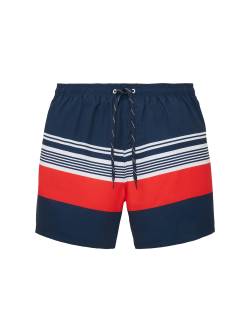 TOM TAILOR Herren Badeshorts mit Streifenmuster, blau, Streifenmuster, Gr. M von Tom Tailor