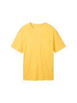 TOM TAILOR Herren Basic T-Shirt in Melange Optik, gelb, Melange Optik, Gr. L von Tom Tailor