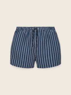 TOM TAILOR Herren Gestreifte Badeshorts, blau, Streifenmuster, Gr. L von Tom Tailor