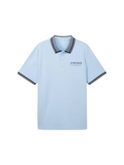 TOM TAILOR Herren Plus - Poloshirt mit Logo Print, blau, Logo Print, Gr. 2XL von Tom Tailor