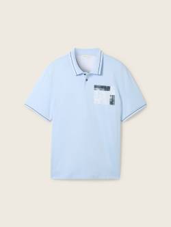 TOM TAILOR Herren Plus - Poloshirt mit Print, blau, Print, Gr. 2XL von Tom Tailor