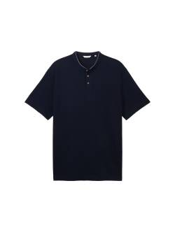 TOM TAILOR Herren Plus - Poloshirt mit Stehkragen, blau, Uni, Gr. 2XL von Tom Tailor
