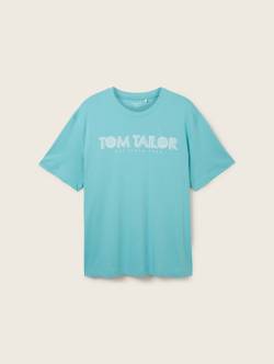 TOM TAILOR Herren Plus - T-Shirt mit Logo Print, blau, Logo Print, Gr. 2XL von Tom Tailor