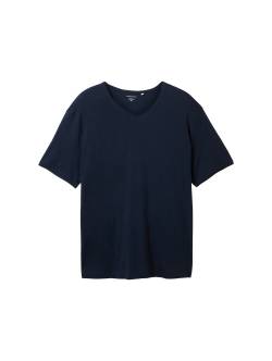 TOM TAILOR Herren Plus - T-Shirt mit V-Ausschnitt, blau, Uni, Gr. 2XL von Tom Tailor