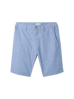 TOM TAILOR Herren Regular Shorts mit Leinen, blau, Uni, Gr. 33 von Tom Tailor