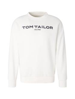TOM TAILOR Herren Sweatshirt mit Logoprint, weiß, Logo Print, Gr. L von Tom Tailor