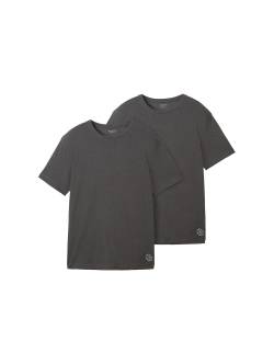 TOM TAILOR Herren T-Shirt im Doppelpack, grau, Uni, Gr. L von Tom Tailor