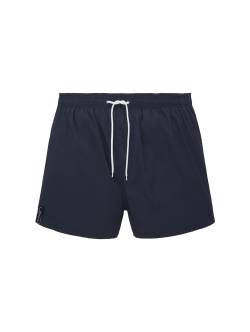 TOM TAILOR Herren Unifarbende Badeshorts, blau, Logo Print, Gr. XL von Tom Tailor