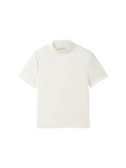 TOM TAILOR Mädchen Cropped T-Shirt mit Rippstruktur, weiß, Uni, Gr. 176 von Tom Tailor