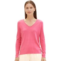 TOM TAILOR Strickpullover Dünner Strickpullover Basic V-Ausschnitt Stretch Sweater 4653 in Pink von Tom Tailor