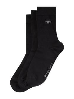 TOM TAILOR Unisex Socken im Dreierpack, schwarz, Textprint, Gr. 23-26 von Tom Tailor