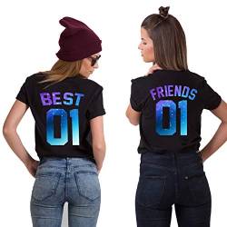 Best Friends T-Shirts für 2 Mädchen 1 Stück Sister T Shirt für Zwei Damen Beste Freunde Tshirts Freundin BFF Geschenke (1 Stück - Best - Starry Night, S) von Tom's Couples Shop